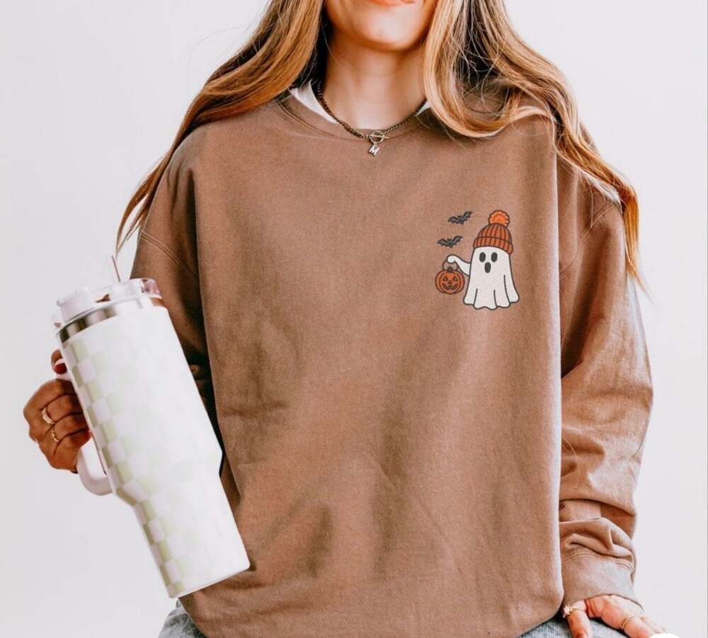 Just Hoods In My Spooky Era Ghost Graphic Sweatshirt Brown Size L